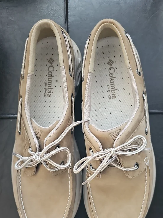 Columbia PFG Light Tan Mesh-Trim Boat Shoe - Picture 1 of 9